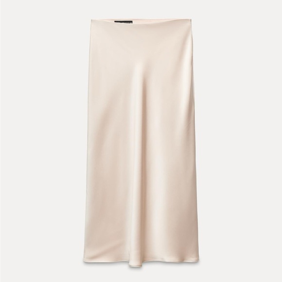 Zara Saturn Effect Midi Skirt - Soft Gold, Small - Picture 1 of 4